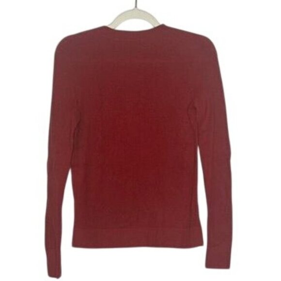 Loft Red Burnt Orange Crewneck Sweater Womens XXS Ribbed Office Classic Everyday - Picture 2 of 6